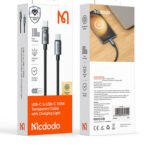 MCDODO 100W USB-C TO USB-C TANSPARENT CABLE WITH CHARGING LIGHT