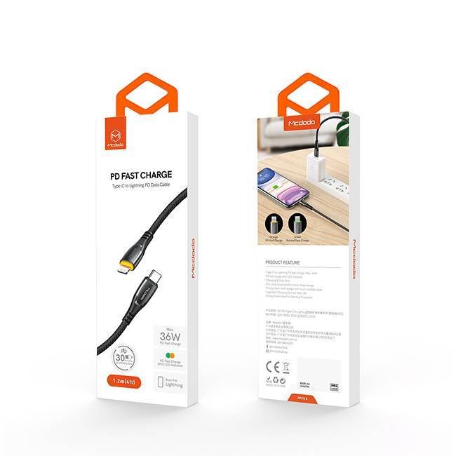 RhgBtdvw1618384057-650x650 MCDODO 36W TYPE-C TO LIGHTING DATA CABLE WITH LED LIGHT 1.2M - Image 1
