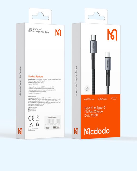 e2a4ebd6fbb72d7488f394777a7ccf41.jpg_720x720q80 MCDODO 240W TYPE-C TO TYPE-C DATA CABLE 1.2M - Image 1